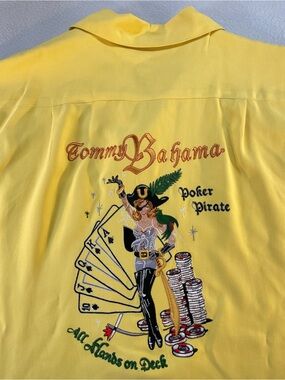 Tommy Bahama Poker Pirate All Hands On Deck Short Sleeve Button Up Size Large